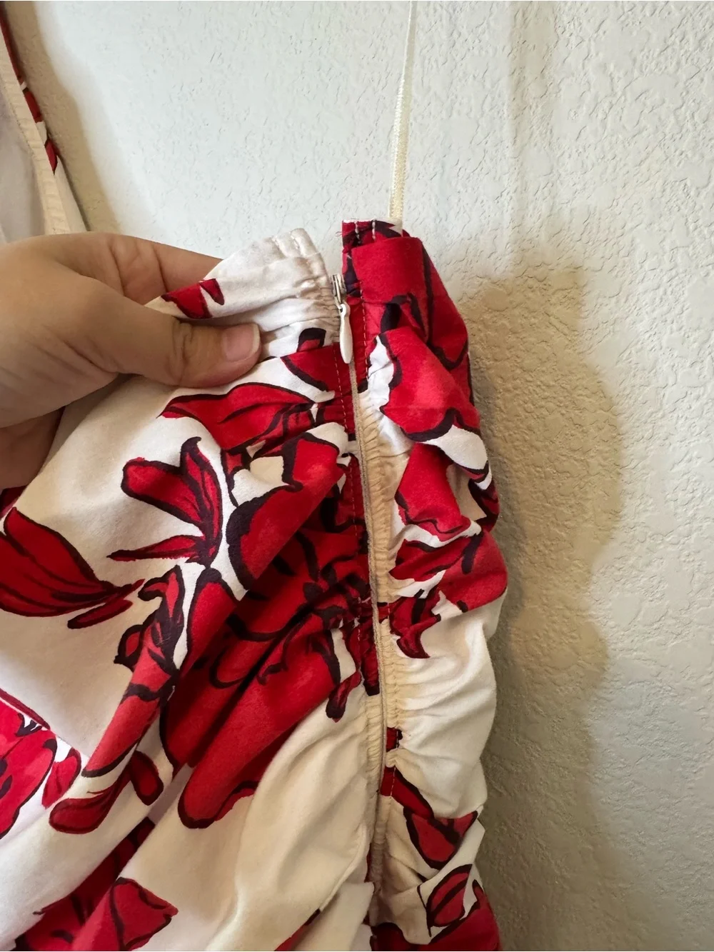 Abercrombie & Fitch One Shoulder Cutout Floral Maxi Dress Red White Size XL